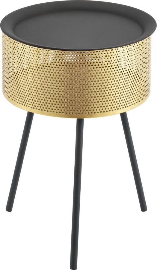 In And Outdoormatch Salontafel Magdalen Rond Zwart en Goud 50xØ35 cm Metaal Modern design