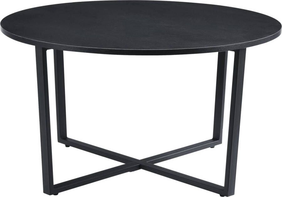 In And Outdoormatch Salontafel Margarett Rond 45xØ80 cm Zwart en Houtkleurig Staal en Spaanplaat Modern Design