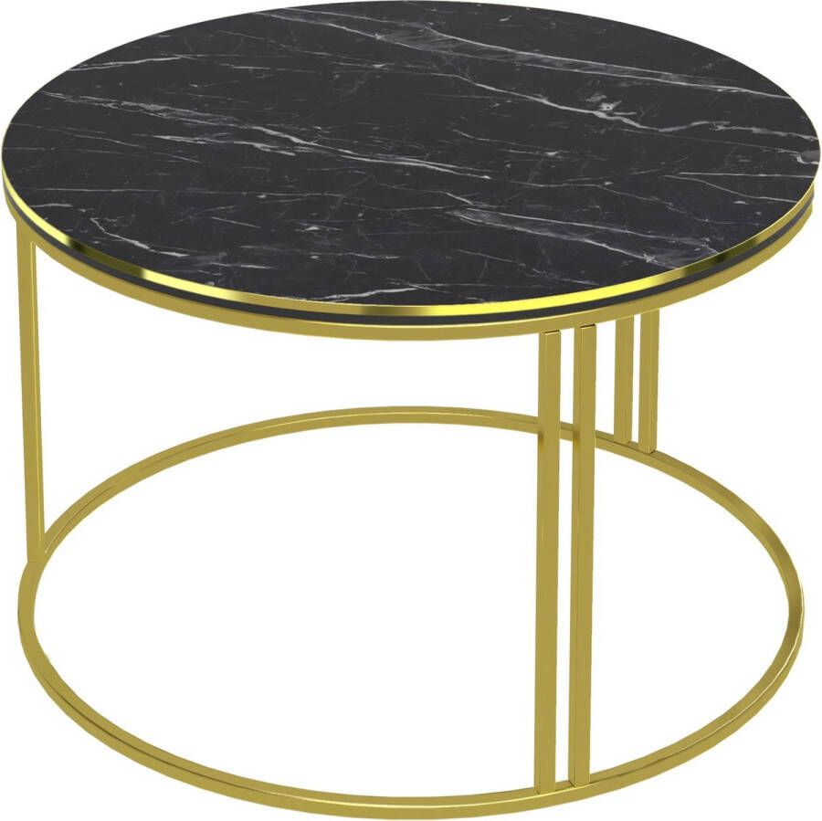 In And Outdoormatch Salontafel Maribell Rond 50x80 cm Marmer Zwart en Goud Spaanplaat en Metaal Stijlvol design