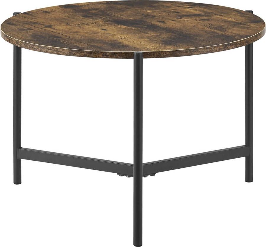In And Outdoormatch Salontafel Rond Jackson 40xØ60 cm Houtkleurig en Zwart MDF en Metaal Poedercoating Modern Design