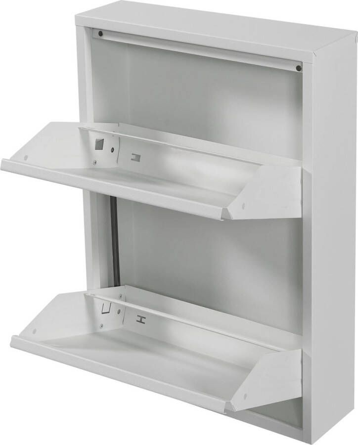 In And Outdoormatch Schoenenkast Sormi Met 2 Vouwdeuren Wit Metaal Ruimtebesparend