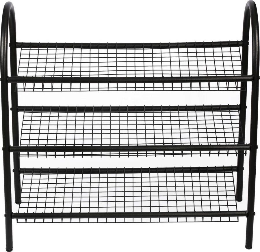 In And Outdoormatch Schoenenrek Pori Met 3 Planken 69x68.5x32cm Metaal Zwart