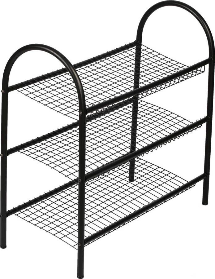 In And Outdoormatch Schoenenrek Pori Met 3 Planken 69x68.5x32cm Metaal Zwart - Foto 2