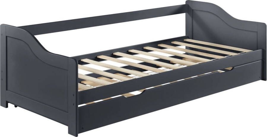 In And Outdoormatch Slaapbank Borno Tienerbed Met Uitschuifbed 90x200cm Donkergrijs Ruimtebesparend Spruce Hot Multiplex