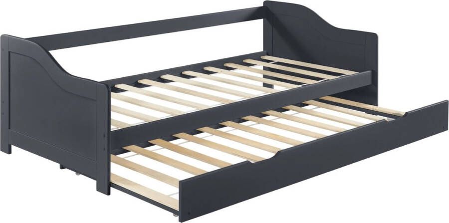 In And Outdoormatch Slaapbank Borno Tienerbed Met Uitschuifbed 90x200cm Donkergrijs Ruimtebesparend Spruce Hot Multiplex - Foto 2