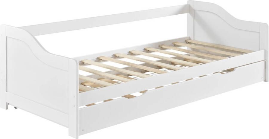 In And Outdoormatch Slaapbank Layla Tienerbed Met Uitschuifbed 90x200cm Mat Wit Ruimtebesparend Spruce Hot Plywood