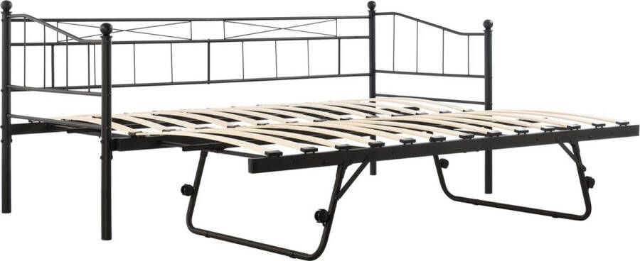 In And Outdoormatch Slaapbank Zoey Met Onderschuifbed 90x200 cm Zwart Staal Modern design