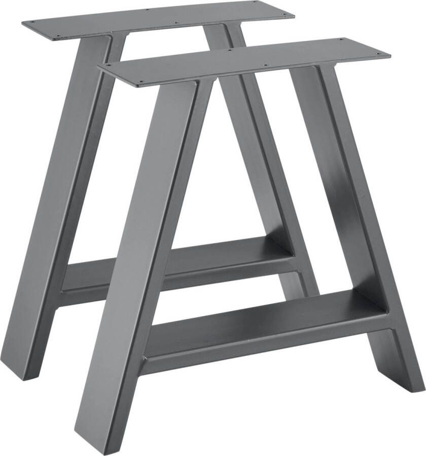 In And Outdoormatch Stalen A Tafelpoot Claudine Set van 2 Meubelpoot 40x10x40 cm Grijs