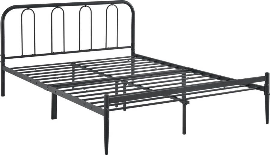In And Outdoormatch Stalen bed Bradly Bedframe Met bedbodem 160x200 cm Matzwart Modern design
