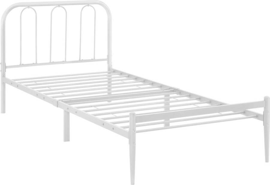 In And Outdoormatch Stalen Bed Ora Bedframe Met bedbodem 90x200 cm Wit Modern design
