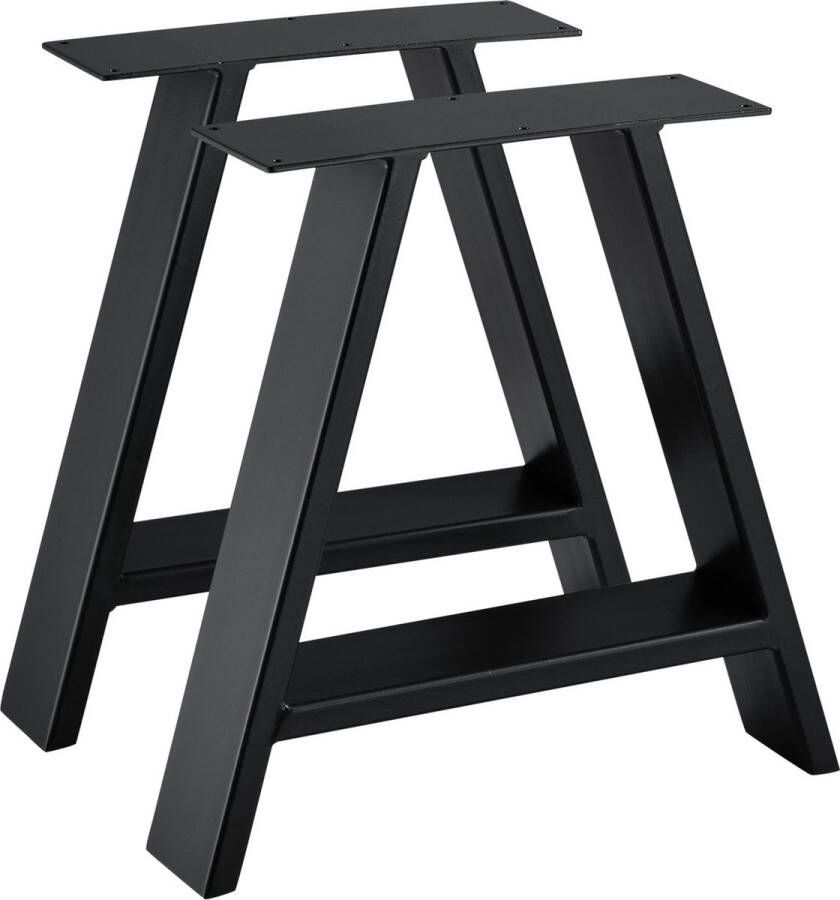 In And Outdoormatch Stalen Tafelpoot Torey Set van 2 Meubelpoot 40x10x40 cm Zwart