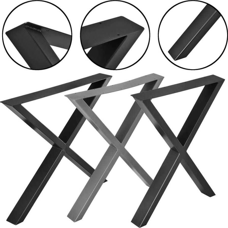 In And Outdoormatch Steel X Tafelpoten Omari Set van 2 Meubelpoot 59x72 cm Metaalgrijs
