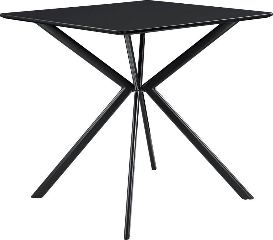 In And Outdoormatch Stijlvolle Eettafel Guiseppe Rechthoekig 78x78cm Zwart MDF Decoratief Design