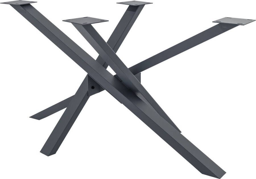 In And Outdoormatch Tafelpoten Jakki Vierpoots Tafelonderstel Stalen Tafelpoten Zwarte Tafelpoten Industriële Stijl 140x70x72cm