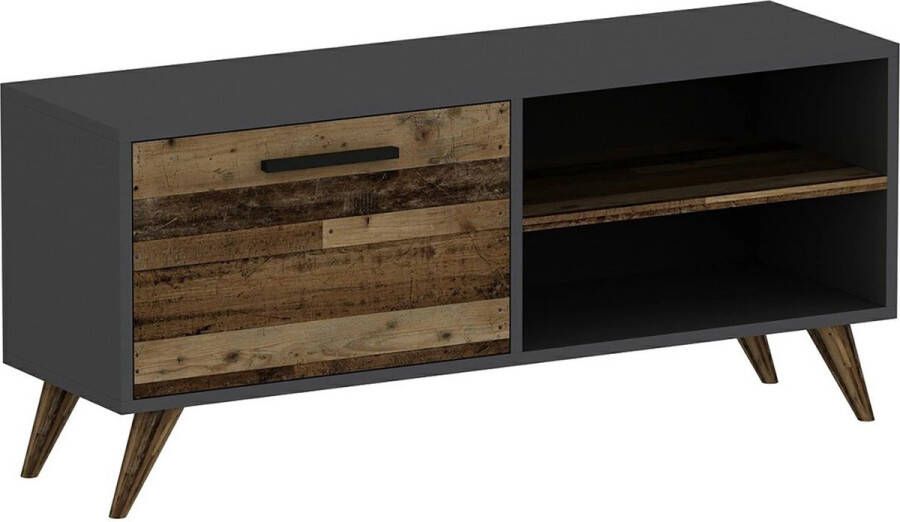 In And Outdoormatch TV Kast Emmie 120x35x50 cm Antraciet en Houtkleurig Spaanplaat en Kunststof Modern Design