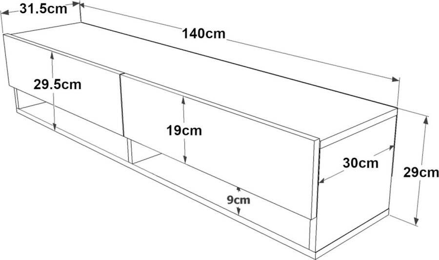 In And Outdoormatch TV Kast Leon TV Meubel TV meubel 2 Opbergvakken 140x31 5x29 5cm Houtkleurig en Antraciet Sierkast