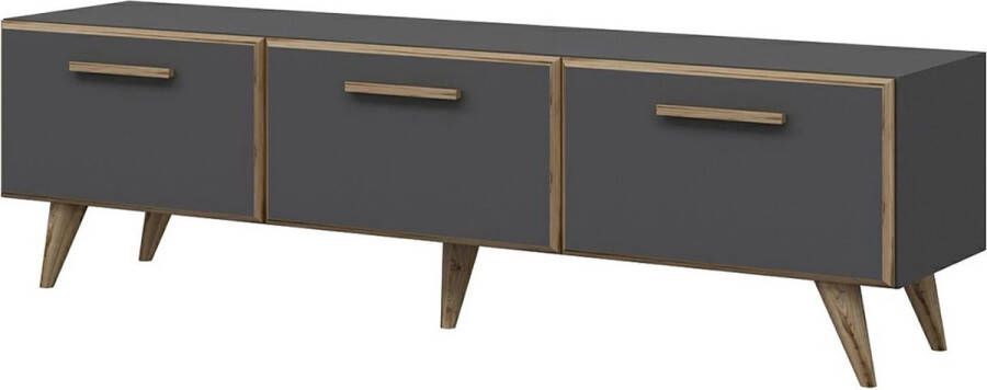 In And Outdoormatch TV Meubel Dusty 160x37x45 cm Antraciet en Houtkleurig Spaanplaat en Kunststof Stijlvol Design - Foto 2