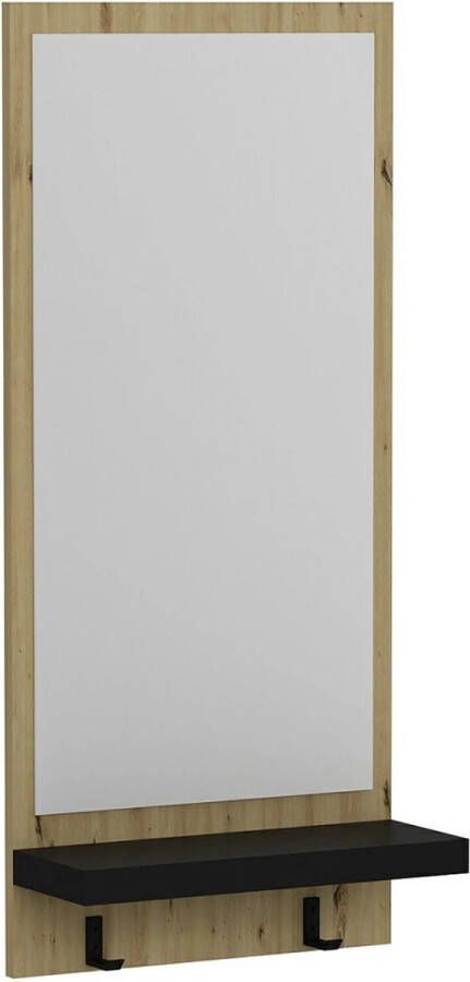 In And Outdoormatch Wandkapstok Annamae 90x45x16 cm Eikenkleurig en Zwart Spaanplaat Kunststof en Stof Stijlvol Design