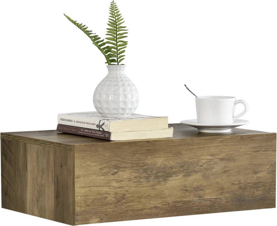 In And Outdoormatch Wandplank Alivia Met Lade Zwevend 46x30x15 cm Houtkleurig Stijlvol Plank - Foto 2