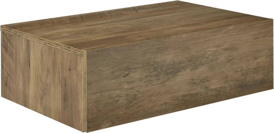 In And Outdoormatch Wandplank Alivia Met Lade Zwevend 46x30x15 cm Houtkleurig Stijlvol Plank