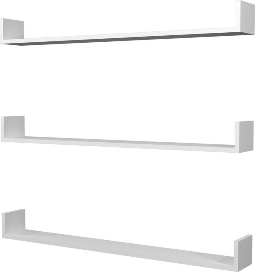 In And Outdoormatch Wandplank Candace Set van 3 12x120x15 cm Wit Spaanplaat Modern Design