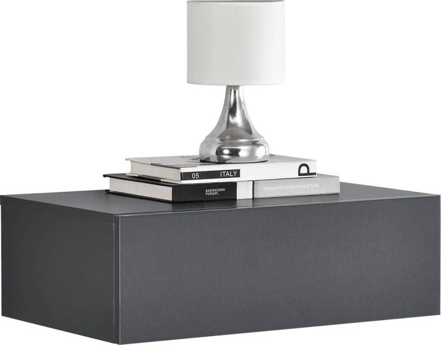 In And Outdoormatch Wandplank Christelle Met Lade Zwevend 46x30x15 cm Donkergrijs Stijlvolle plank