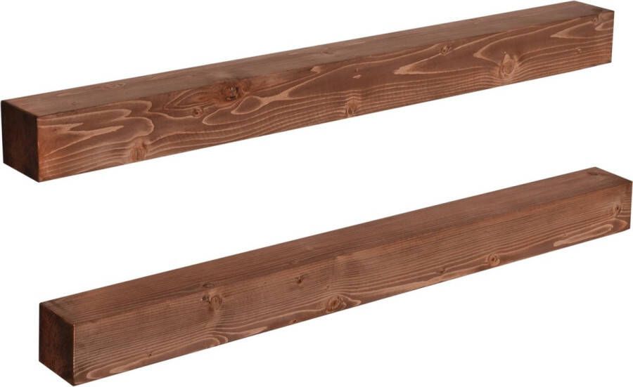 In And Outdoormatch Wandplank Cruz Set van 2 100x9x9 cm Houtkleurig Grenen Modern Design