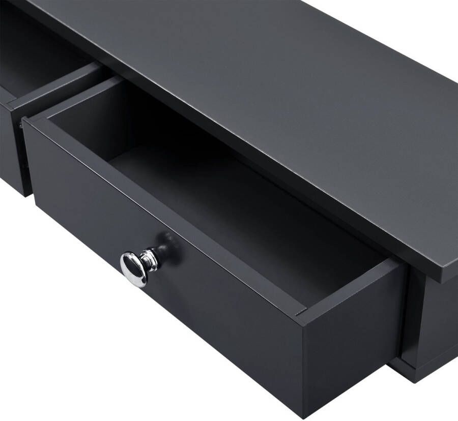 In And Outdoormatch Wandplank Elmore Met 2 Lades Zwevend MDF 60x15x10 cm Zwart Vintage Design - Foto 2