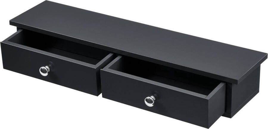 In And Outdoormatch Wandplank Elmore Met 2 Lades Zwevend MDF 60x15x10 cm Zwart Vintage Design