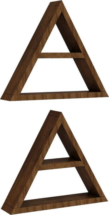 In And Outdoormatch Wandplank Quin Set van 2 Houtkleurig Donker 35x40x9 cm Stijlvol Design - Foto 2