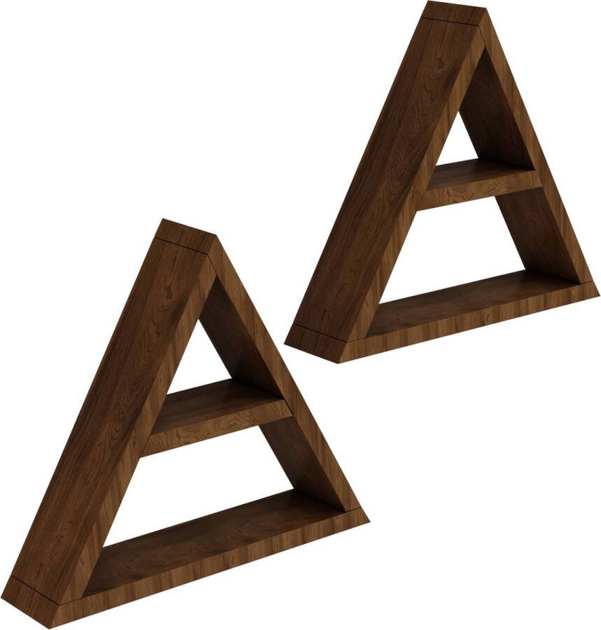 In And Outdoormatch Wandplank Quin Set van 2 Houtkleurig Donker 35x40x9 cm Stijlvol Design