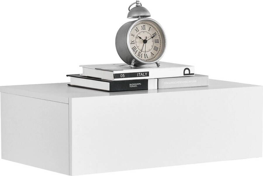 In And Outdoormatch Wandplank Wendell Met Lade Zwevend 46x30x15 cm Wit Mat Stijlvol Plank