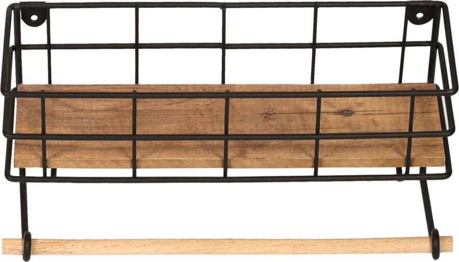 In And Outdoormatch Wandrek Marten 16x33x10 cm Zwart en Houtkleurig Praktisch Stijlvol Opbergen