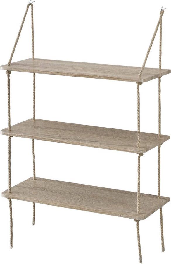 In And Outdoormatch Wandrek Wayne Met 3 Verstelbare Planken Houtkleurig MDF met PVC Coating Decoratief Design
