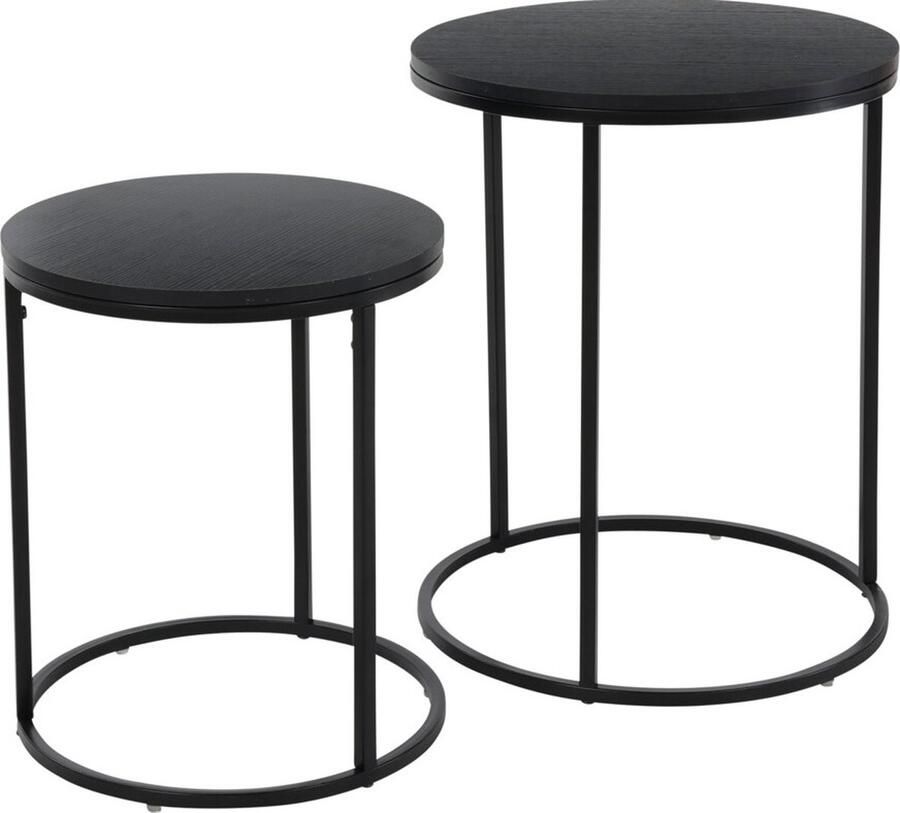 In & Out Deco Bijzettafel- Salontafel Set Rond Zwart Grote Tafel 50x40cm Kleine Tafel 34x40cm - Foto 2