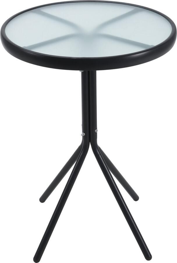 In & Out Deco Bistrotafel rond blad rond 50 cm glas 4 zwarten poten hoog 70cm