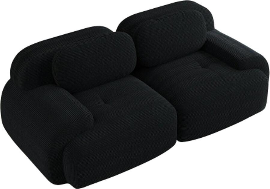 In& out door furniture 82'' Corduroy Loveseat Sofa Modulair combineerbaar met gebogen armleuningen en antislip onderkant Zeer elastische bekleding voor woonkamer slaapkamer en thuisbioscoop Zwart