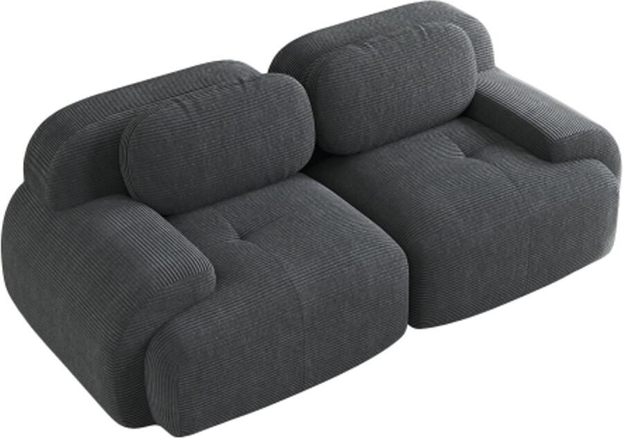 In& out door furniture 82'' Corduroy Loveseat Sofa Modulair Combineerbaar met Gebogen Armleuningen en Antislip Bodem Zeer Elastische Bekleding voor Woonkamer Slaapkamer en Thuisbioscoop Grijs