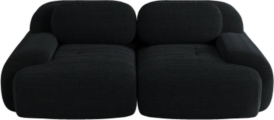 In& out door furniture 82'' Corduroy Loveseat Sofa Modulair combineerbaar met gebogen armleuningen en antislip onderkant Zeer elastische bekleding voor woonkamer slaapkamer en thuisbioscoop Zwart - Foto 2