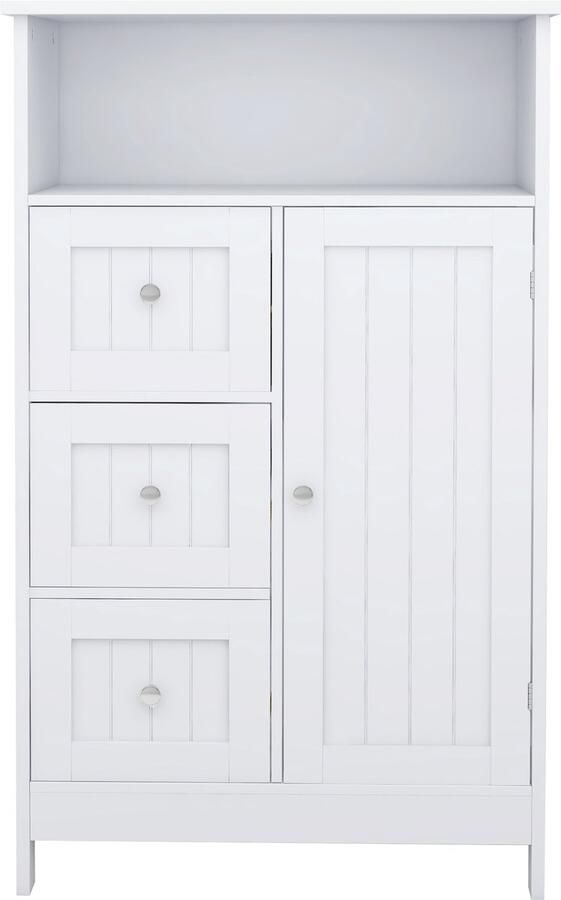 In& out door furniture Badkamer opbergkast met 3 lades en 1 deur Wit