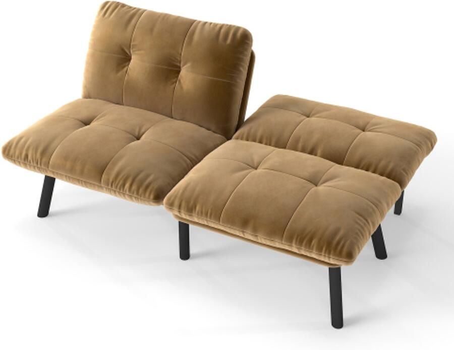 In& out door furniture Bruine opvouwbare moderne slaapbank – 2-zits futonbank ruimtebesparende slaapfunctie voor woonkamer en logeerkamer - Foto 2