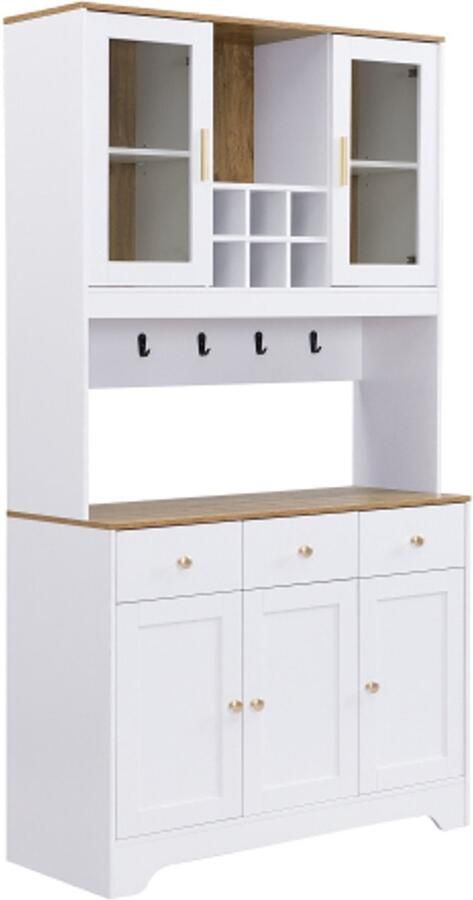 In& out door furniture Dressoir hoge kast in witte houtnerf 94 5 x 30 x 175 5 cm voor woon- en eetkamers