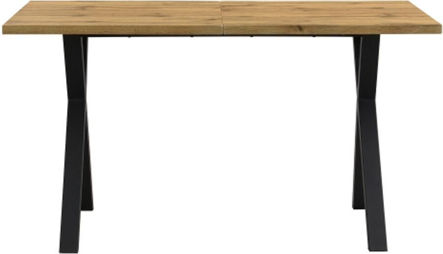 In& out door furniture Eettafel kruispootontwerp rechthoekige eettafel salontafel moderne eenvoudige eettafel van smeedijzer L140*B80*H76cm eiken + zwart