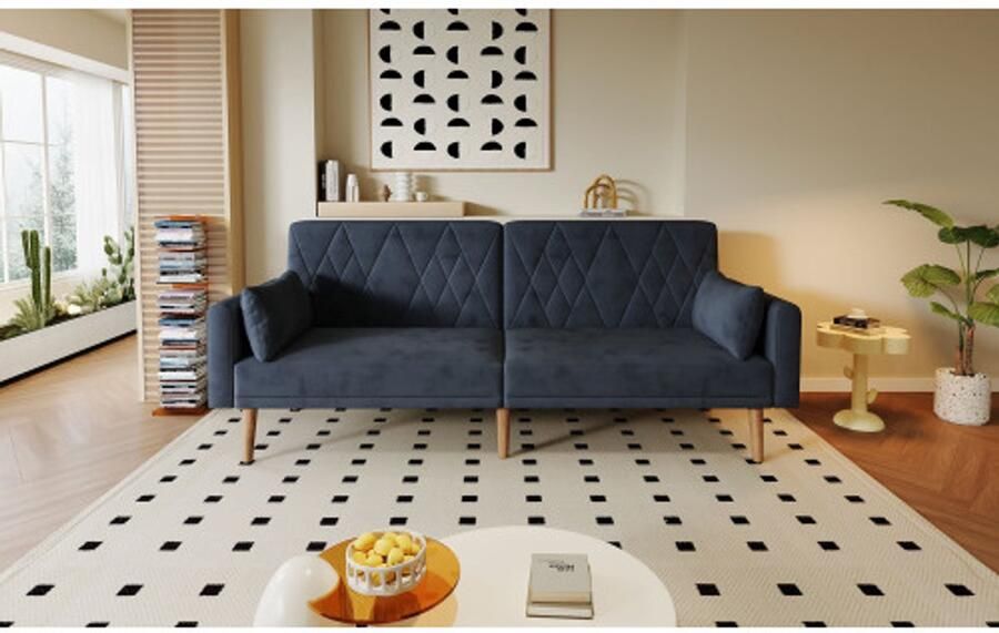 In& out door furniture Kleine bank tweezitsbank slaapbank met slaaffunctie slaapbank van fluweelstof geschikt voor woonkamer slaapkamer thuisbioscoop gastenkamer