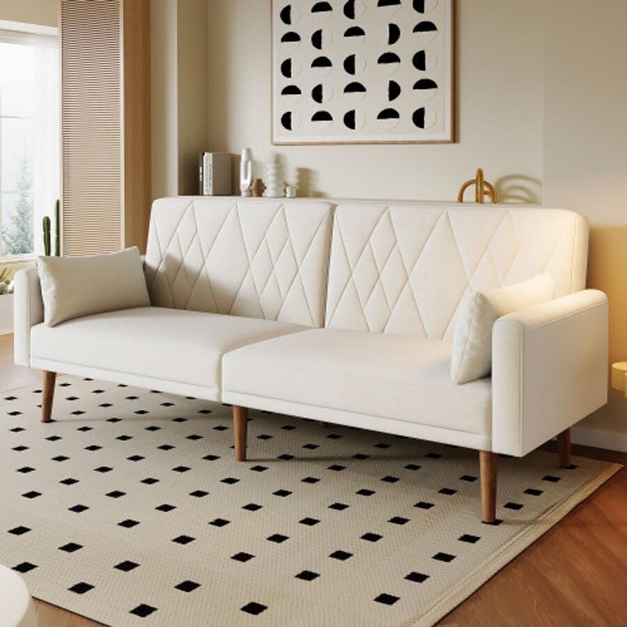 In& out door furniture Kleine bank tweezitsbank slaapbank met slaapfunctie slaapbank van fluwelen stof geschikt voor woonkamer slaapkamer thuisbioscoop logeerkamer