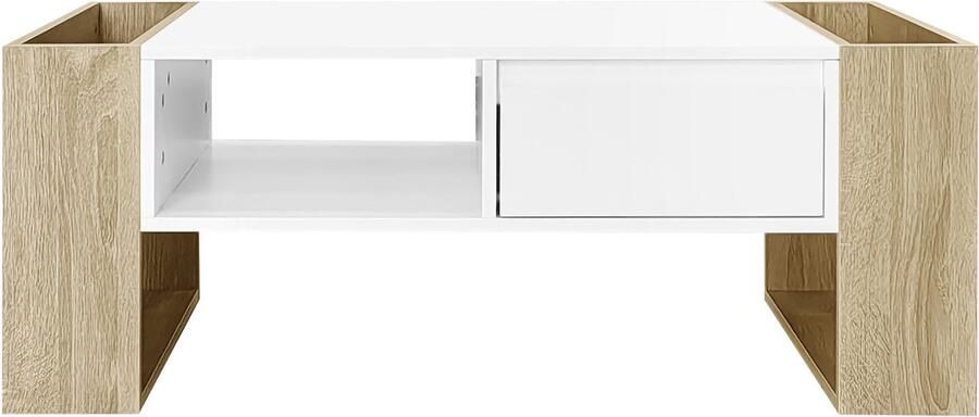 In& out door furniture Moderne salontafel 105 x 60 x 40 cm deels hoogglans met lades en open vakken