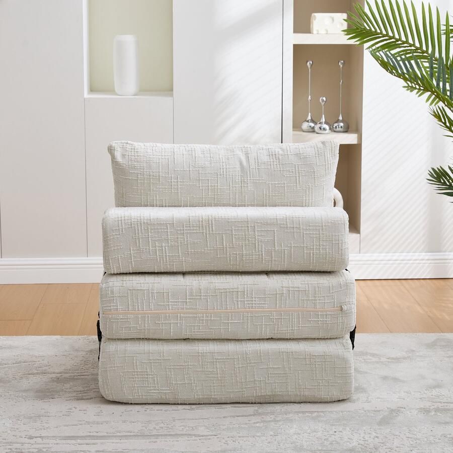 In& out door furniture Opklapbare slaapbank met kussens Opvouwbaar matras met rugleuning Draagbare klapbank Comfortabele vloersofa voor woonkamer en slaapkame- Beige