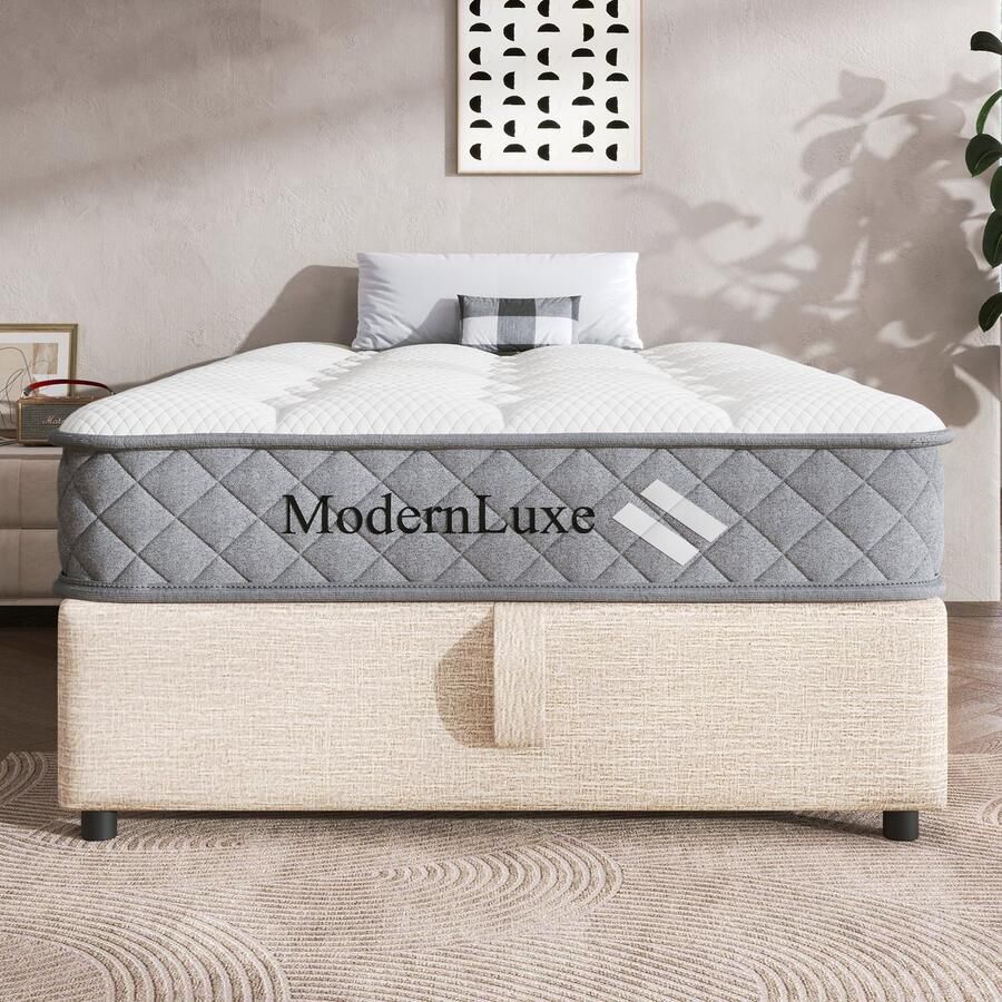 In& out door furniture Orthopedisch koudschuim matras 90x200 cm matras met 7-zones pocketveren kern stevigheidsgraad H3 (medium stevig) – OEKO-TEX gecertificeerd 20 cm hoogte 4 handgrepen + vacuüm verpakt