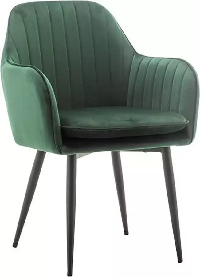 IN-HOME Eetkamerstoel met armleuning Dali Velvet Groen Metaalpoot Fluweel Set van 4