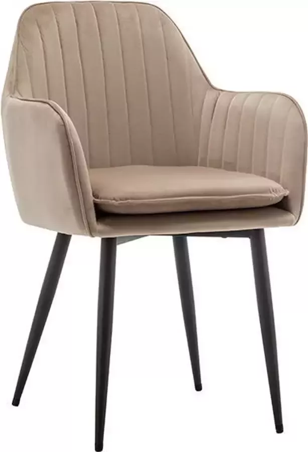 IN-HOME Eetkamerstoel met armleuning Dali Velvet Mink Metaalpoot Fluweel Set van 6